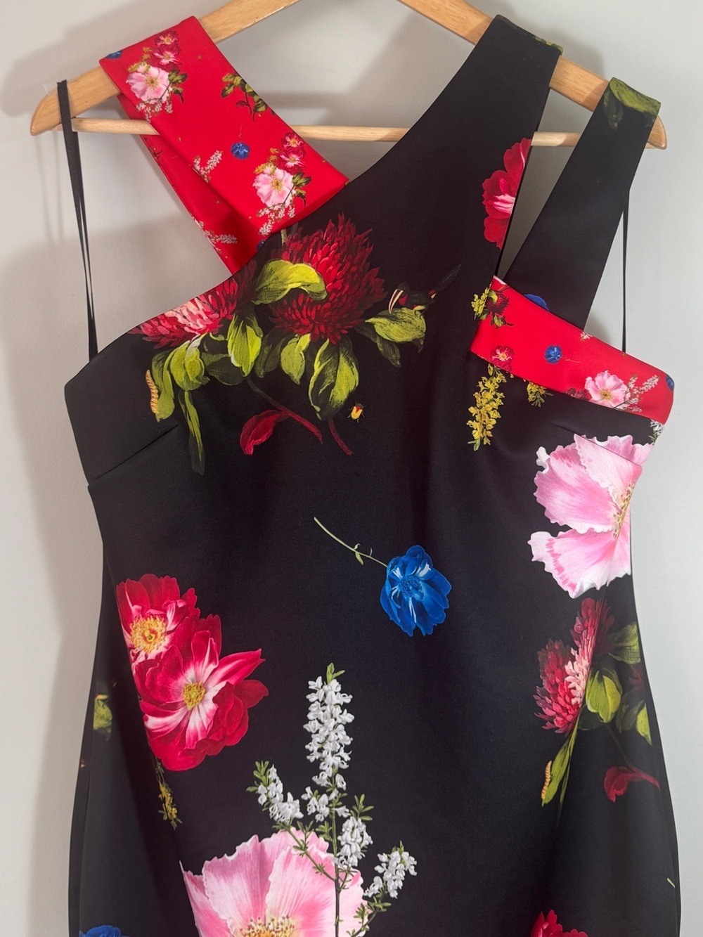 Ted Baker Polayo Berry Sundae Asymmetric Floral Sheath Dress TB 5 US 12 XL - Picture 4 of 15